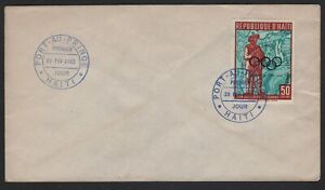 1960 FDC Haiti Cover Stamp 9 Olympic Games Overprint