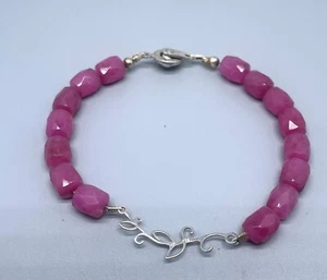 USA Pat 4074400 Sterlingsilber 925 Charm rosa Perlen 8 Zoll Armband - Bild 1 von 6