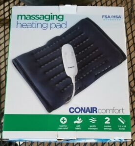 XL Conair Comfort MASSAGING HEATING PAD for Pain Relief 11.5 x 24 inches - NEW