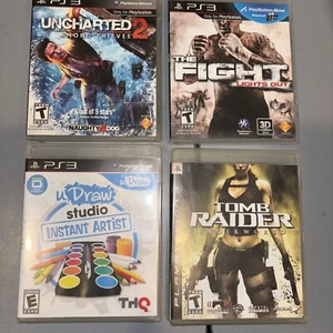 Lot of 4 Play Station 3-Fight, Uncharted, Draw Studio, Tomb Raider Free Shipping - Picture 1 of 13