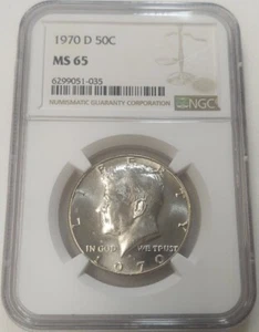 1970-D KENNEDY 50C HALF DOLLAR NGC MS65 #6299051-035 - Picture 1 of 2