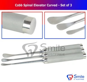 Juego curvo de 3 instrumentos quirúrgicos ortopédicos elevadores espinales Cobb CE FDA - Imagen 1 de 4