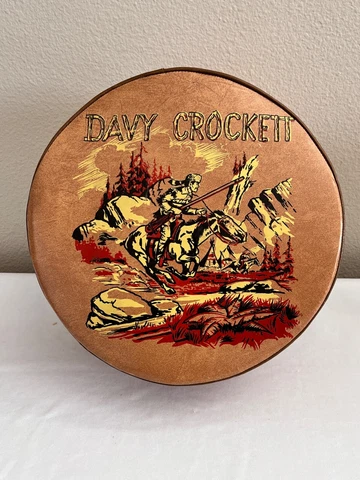 VINTAGE DAVY CROCKETT STOOL CUSHION BROWN NAUGAHYDE  (NEEDS LEGS) Cover