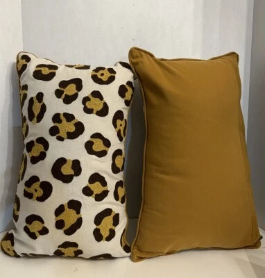 Set Of 2 Pier 1 Imports Cheetah Print Throw Pillows Removable Covers 20” x 12” - Image 1 of 4
