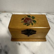 Late 19th c Antique Sewing Thread Box w/ Handpainted Roses - Clark's ONT