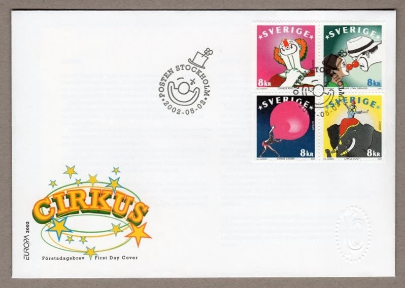 Sweden 2002 Europa Cept - circus - art - FDC ( face value price ) - Image 1 of 1