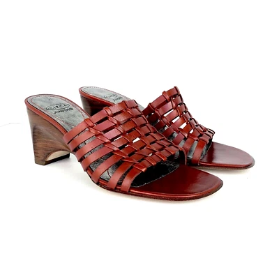 Bolso de Zapatos Joan & David Circa Tacones de Cuero Tejido Slide Mule Talla 6.5 Original Foto 1 de 4