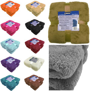 Teddy Throw Blanket Fleece Large Soft Warm Cuddly Sofa Double King Bed Cover