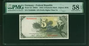 Germany 5 Deutsche Mark 1948 P.13i PMG Ch AU 58 - Picture 1 of 2