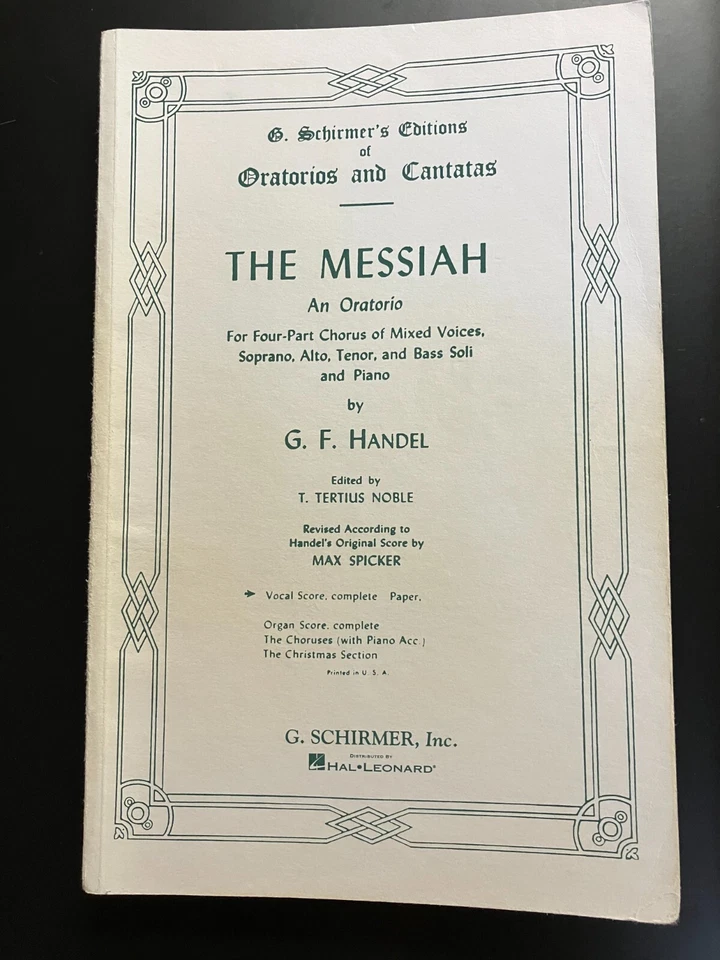 The Messiah~Schirmer's Editions Oratorios & Cantatas~Complete Vocal Score 1912 - Image 1 of 1