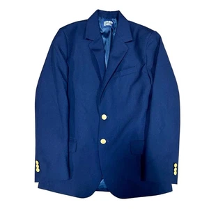 Lands' End Youth Blazer Sz 14 Navy Wool Blend Gold Buttons Preppy Classic Kids - Picture 1 of 5