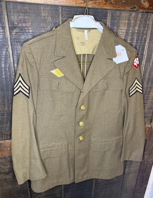 WWII US Army - Class A Dress Jacket 40S Staff Sergeant WW2 4th Army - Image 1 of 4