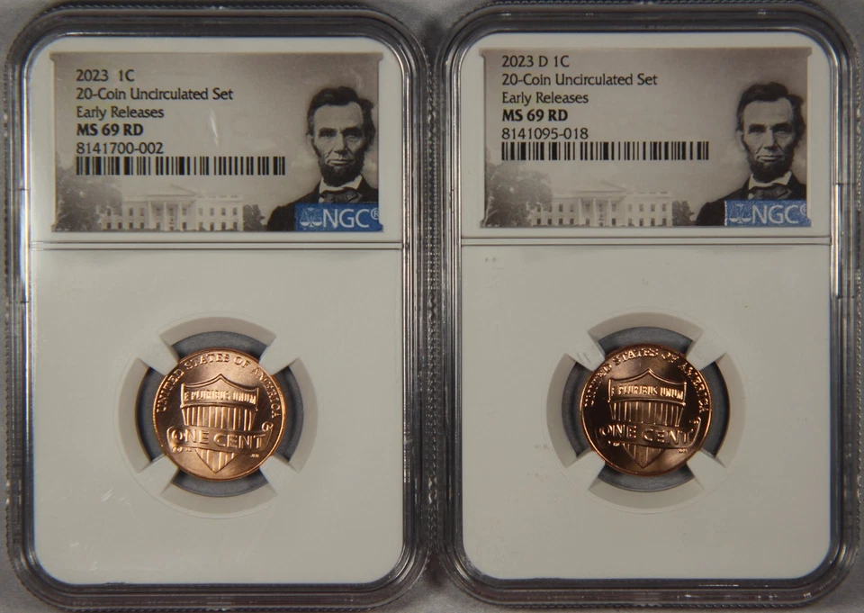 2023 P & D NGC MS69 RD Lincoln Shield Cent Penny Top Pop Registry 2-Coins - Image 1 of 3