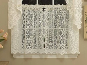 Sweet Home Collection Tenda da Cucina in Pizzo Pesante Floreale Stile Vecchio Mondo, 24"... - Foto 1 di 1