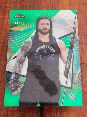 Roman Reigns 2020 Topps Finest WWE #60 Green Refractor Card - #83/99 - Image 1 of 4