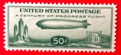 US SC#C18 Air Mail Zeppelin Mint NH OG VF Great centering NO THINS (22-247) - Image 1 of 3