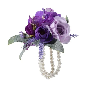 Blume Handgelenk Corsage Hochzeit Dekoration Handarbeit Armband für Bridal Shower Anzug - Bild 1 von 6