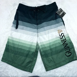 Guinness Beer Mens Swim Suit Swim Trunks Green White Black Striped Size M-32-NWT - Picture 1 of 10