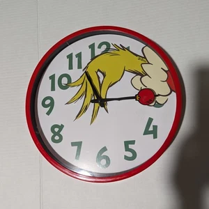 12" THE GRINCH DR SEUSS BATTERY OPERATED CLOCK Perfect For Christmas Works Great - Picture 1 of 5