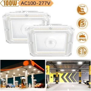 2Pack 100W LED Canopy Light, 13500LM for Gas Station Parking Garage Light 5000K - Picture 1 of 13