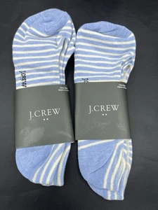 J. CREW Chambray Sky Blue with Thin White Stripes No Show Striped Socks 2 Pairs - Picture 1 of 2