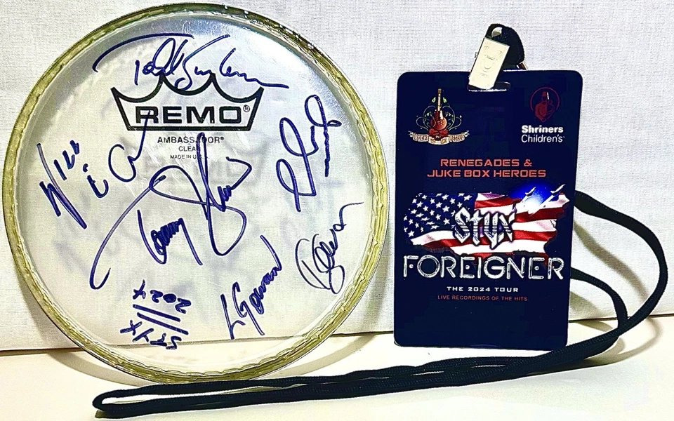 Styx “The Rock & Roll Hall Of Fame” Banda Firmada 6.5 Drumhead Y Backstage Pass Foto 1 de 2
