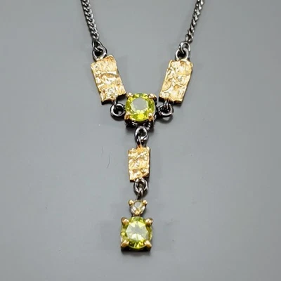 Jewellery Natural Peridot Necklace 925 Sterling Silver 19"/N27488 - Image 1 of 4