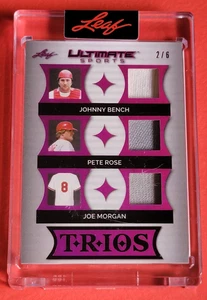 Pete Rose TRIKOTKARTE #d2/6 Johnny Bench GEBRAUCHTES SPIEL George Foster BLATTTRIO ROTS - Bild 1 von 3