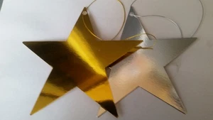 Großer hängender Stern Folie Gold oder Silber Karton Hochzeit Party Deko Kunst Handwerk - Bild 1 von 2