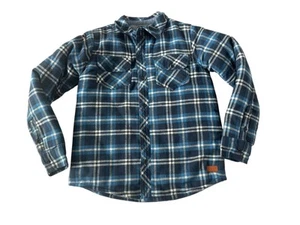 7 For All  Mankind Boys Blue Plaid Flannel Shacket Jacket Size 7 #4378 - Picture 1 of 11