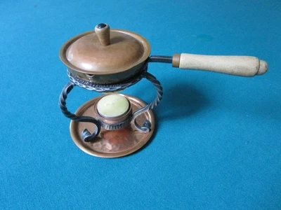 Individual Chocolatier Fondue Copper On Stand And Tray Roped Stand - Image 1 of 4