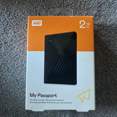 Disco duro externo portátil WD 2TB My Passport HDD-WDBYVG0020BBK-WESN caja abierta Foto 1 de 2