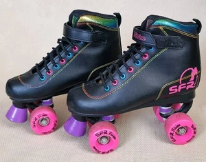 SFR x SkateHut Vision II Quad Roller Skates Women Girls Retro Style Black UK 5 - Picture 1 of 13