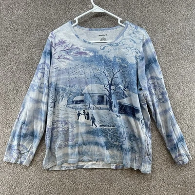 Suéter Bonworth Para Mujer Talla Mediana Azul Tema Navidad Manga Larga Pullover Foto 1 de 4