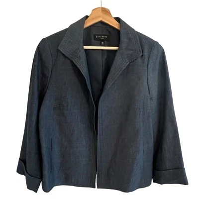 Talbots Womens Open Front Linen Blazer Size 10P Preppy Old Money Office Travel - Image 1 of 4