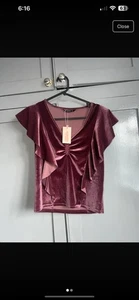 BNWT Stradivarius Velvet Top Blouse M - Picture 1 of 4