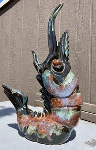 MCM Ceramic Shrimp Vase Studio Pottery Lustrous Glazing - Picture 1 of 6