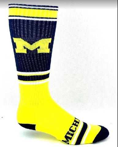 Michigan Wolverines Striped Tall Crew Socks Cover