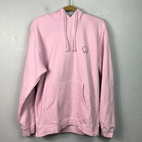 OFF WHITE Felpa con cappuccio media grafica rosa chiaro tasca canguro avorio Ella media