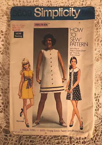 1969 SIMPLICITY #8609 Teen WIE MAN DREI STIL MINIKLEID MUSTER NÄHT - Bild 1 von 4