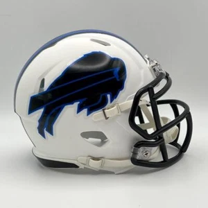 Buffalo Bills CUSTOM Matte White - Black & Blue Decals Mini Football Helmet - Picture 1 of 3