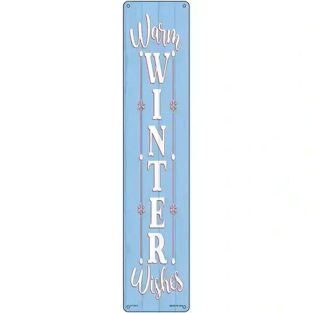 Cálido Invierno Deseos Azul 3"x12" Metal Letrero de Calle Placa Casa Puerta Garaje Pared Foto 1 de 1