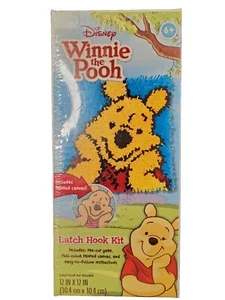 Disney's Winnie The Pooh Latch Hook Kit 12x12 w/Yarn & Full Color Canvas NEW - Picture 1 of 6
