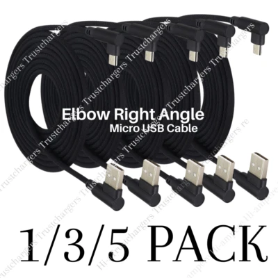 Micro USB Cable 90 Degree Right Angle Charging 3/6/10Ft For Samsung Android Lot - Image 1 of 4