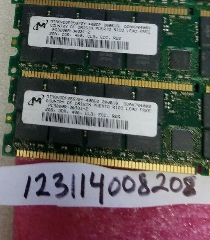 4GB KIT 2X 2GB PC DDR DDR1 PC3200R DDR-400 3200 400 184PIN ECC-REG RDIMM  128X4  - Image 1 of 1