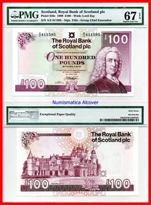 ESCOCIA ROYAL BANK OF SCOTLAND 100 Pounds libras 199 Pick 350c PMG67 UNC - Bild 1 von 3