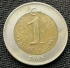 New Listing2005 Turkey 1 Lira Coin Au Bi Metallic #K1898