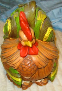 Vintage Huhn Henne Hahn Keksdose Atlantik Form handbemalt Keramik 11"x8 - Bild 1 von 2