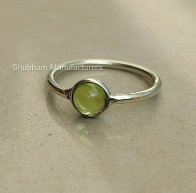 Peridot Ring 925 Silver Natural Gemstone Handmade Women Stackable Dainty Rings - Image 1 of 4