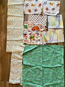 Small Lot Cotton Fabric Juvenile Scraps - Frogs, Bears, Fish, Winnie The Pooh - Picture 1 of 9